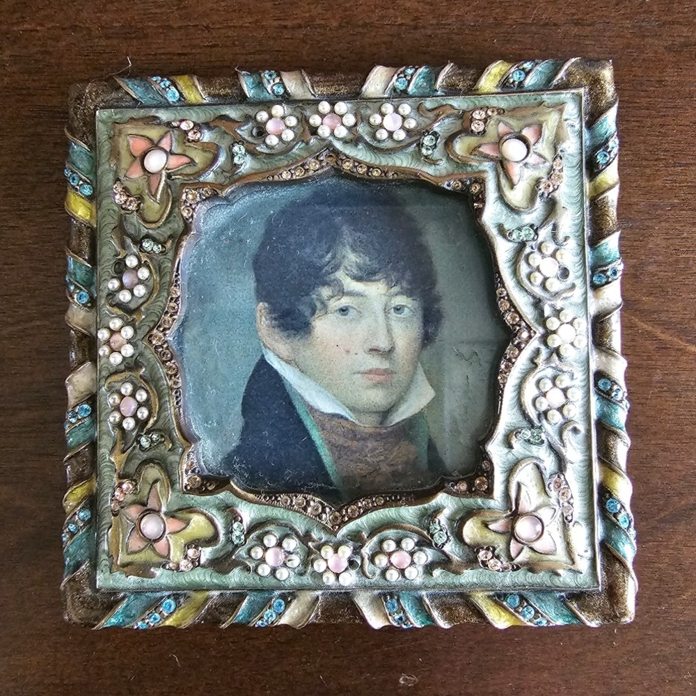Jay Strongwater Gold and Blue Art Picture Frame